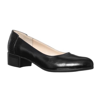 Pantofi dama din piele naturala - Negru + Croco Negru - T8 NCN