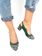 Sandale dama din piele naturala - Verde cu Model Traditional - A55 VMT