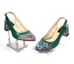 Sandale dama din piele naturala - Verde cu Model Traditional - A55 VMT