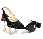 Sandale dama din piele naturala - Negru Antilopa Patratele Colorate - A101 NAPC