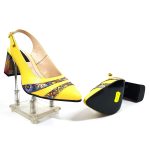 Sandale dama din piele naturala - Galben cu Mozaic 3D - A101 GM3D
