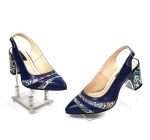 Sandale dama din piele naturala - Albastru cu Model Traditional - A101 AMT