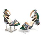 Sandale dama din piele naturala - Verde cu Model Traditional - S4 VMT