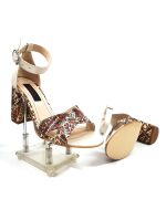 Sandale dama din piele naturala - Bej cu Model Traditional Maro - S4 BMTM