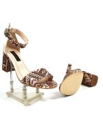 Sandale dama din piele naturala - Bej cu Model Traditional Maro - S10 BMTM