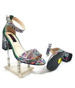 Sandale dama din piele naturala - Verde cu Model Traditional - S10 VMT