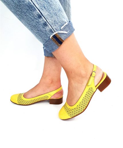 Sandale dama din piele naturala - Galben - T16 G