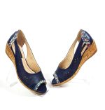 Sandale dama din piele naturala - Bleumarin cu Model Traditional - T1P BLMT