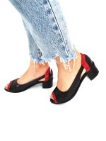 Sandale dama din piele naturala - Negru cu Rosu - T1 NR