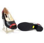 Sandale dama din piele naturala - Negru cu Rosu - T1 NR