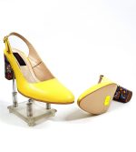 Sandale dama din piele naturala - Galben Toc Mozaic 3D - V7 GTM3D