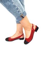 Sandale dama din piele naturala - Rosu Varf Patratele Colorate - T16 RVPC