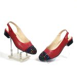 Sandale dama din piele naturala - Rosu Varf Patratele Colorate - T16 RVPC