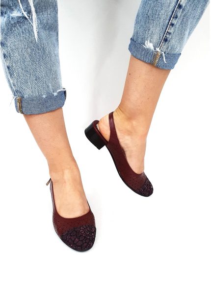 Sandale dama din piele naturala - Bordo Varf Pietricele - T16 BVP
