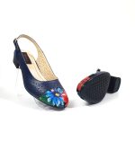 Sandale dama din piele naturala - Bleumarin Varf Flori Noi - T16 BVFN
