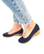 Pantofi dama perforati din piele naturala - Bleumarin - T15 BL