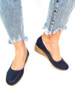 Pantofi dama perforati din piele naturala - Bleumarin - T15 BL