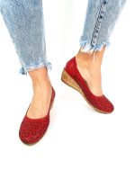 Pantofi dama perforati din piele naturala - Rosu - T15 R