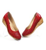 Pantofi dama perforati din piele naturala - Rosu - T15 R