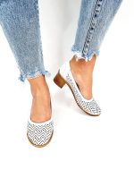 Pantofi dama perforati din piele naturala - Alb - T14 A
