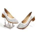 Pantofi dama perforati din piele naturala - Alb - T14 A