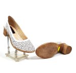 Pantofi dama perforati din piele naturala - Alb - T14 A