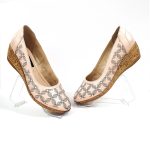 Pantofi dama perforati din piele naturala - Bej - T13 BJ