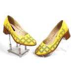 Pantofi dama perforati din piele naturala - Galben - T13 G