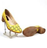 Pantofi dama perforati din piele naturala - Galben - T13 G