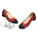 Pantofi dama perforati din piele naturala - Rosu cu Patratele Colorate - T11 RPC