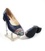 Pantofi dama perforati din piele naturala - Bleumarin cu Model Traditional - T12 BMT