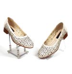 Pantofi dama perforati din piele naturala - Bej - T10 BJ