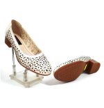 Pantofi dama perforati din piele naturala - Bej - T10 BJ