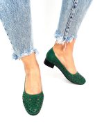 Pantofi dama perforati din piele naturala - Verde - T10 V