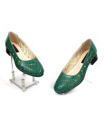 Pantofi dama perforati din piele naturala - Verde - T10 V
