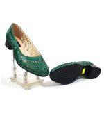 Pantofi dama perforati din piele naturala - Verde - T10 V