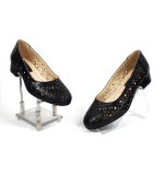 Pantofi dama perforati din piele naturala - Negru - T10 N