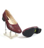 Pantofi dama perforati din piele naturala - Bordo - T10 BO