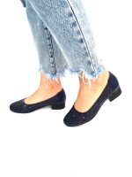 Pantofi dama perforati din piele naturala - Bleumarin - T10 BL