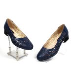 Pantofi dama perforati din piele naturala - Bleumarin - T10 BL
