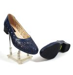 Pantofi dama perforati din piele naturala - Bleumarin - T10 BL