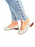 Pantofi dama perforati din piele naturala - Bej - T9 BJ