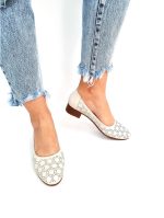 Pantofi dama perforati din piele naturala - Bej - T9 BJ