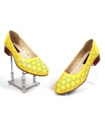 Pantofi dama perforati din piele naturala - Galben - T9 G
