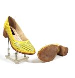 Pantofi dama perforati din piele naturala - Galben - T2 G