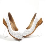 Pantofi dama perforati din piele naturala - Alb - T2 A