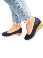 Pantofi dama perforati din piele naturala - Bleumarin - T2 BL