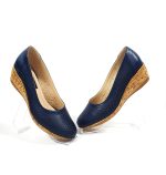 Pantofi dama perforati din piele naturala - Bleumarin - T2 BL