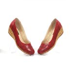 Pantofi dama perforati din piele naturala - Rosu - T13 R