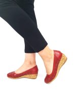 Pantofi dama perforati din piele naturala - Rosu - T13 R